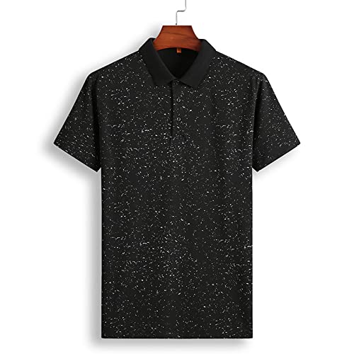 Polo De Manga Corta para Hombre - Talla Grande Botón De Solapa Suelta Camiseta Estampada De Trabajo De Negocios De Moda con Bolsillo - Camiseta De Tenis De Golf De Tamaño Grande Y Alto, AZ Cover
