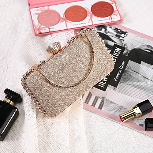 UBORSE Handtas voor dames, avondtas, clutch, ketting, schoudertas, glanzend, kleine tas voor vrouwen, meisjes, bruiloft, bruid, feesttas, zwart - Image 6