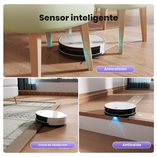 OKP K5 Aspirateur Robot avec Télécommande, 2500 Pa, 120 Min, Minceur 7,8 cm, Silencieux, 4 Modes de Nettoyage, Recharge Automatique, Wi-FI/Application/Alexa, Idéal pour sols, Tapis et Poils d’Animaux