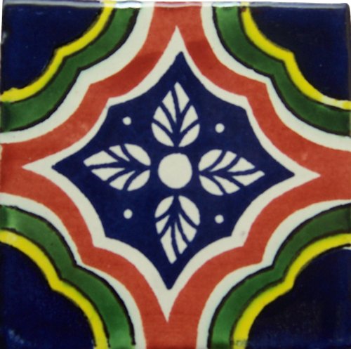 12 Hand Painted Talavera Mexican Tiles 4"x4" Spanish Influence