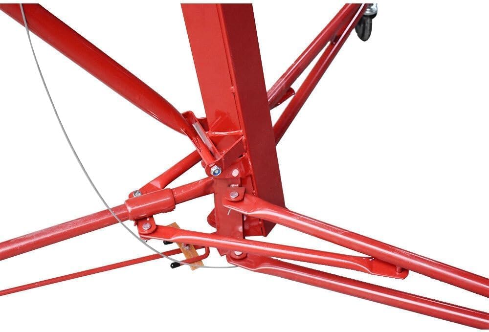 Suitable for 16FT Red Drywall Lift Hoist with Lockable Caster Wheels – Heavy-Duty Panel Jack for Easy Installation of Various Drywall Panels
