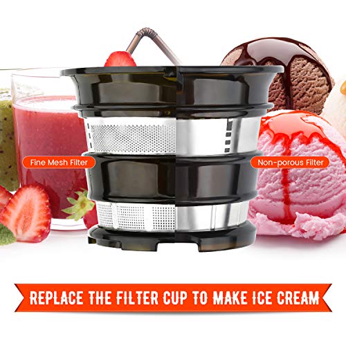 Masticating Juicer, Vestaware Slow Juicer Machines Large Chute Cold Press Juicer with Quiet Motor & Reverse Function, Easy Clean BPA-Free Juice Extractor with Recipes for Fruits and Vegetables