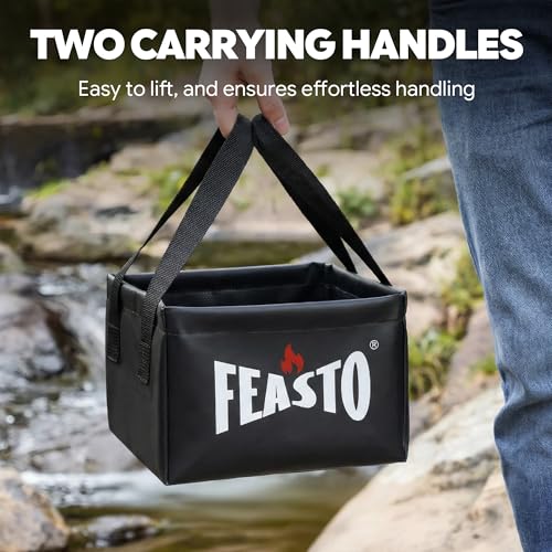 Feasto Collapsible Water Bucket for Grill Brush Cleaning & Soaking, Foldable Square Dunk Tank for Steam Grills, Multi-Use Indoor & Outdoor (Bucket Only, No Brush Included), Black by Feasto - Image 3