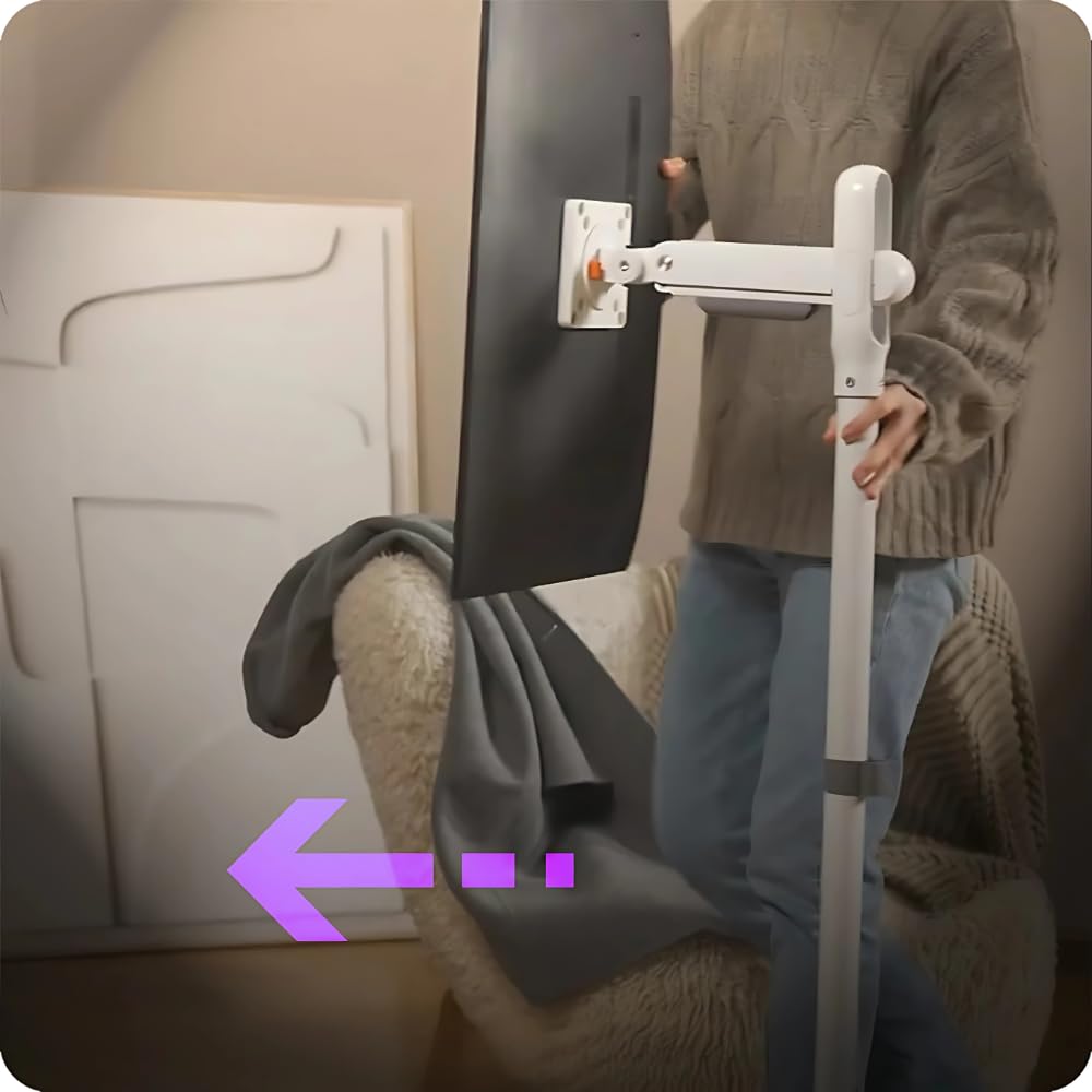 Spacetronik Mobiler TV Ständer Rollbar für 17–35 Zoll Monitor & Fernseher | Mobiler TV Standfuss höhenverstellbar mit 360° Drehung, Kabelmanagement & Federmechanismus, VESA, Traglast 10kg