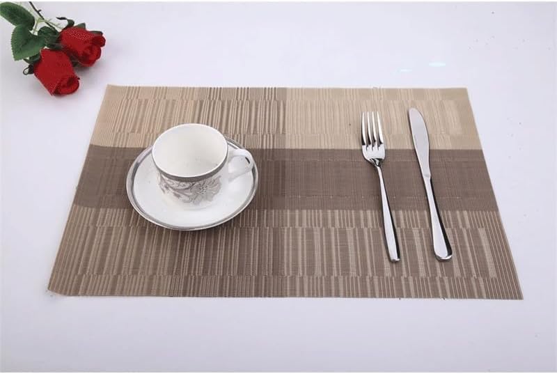 Heat Resistant Placemats Non-Slip Place Washable Insulation Woven Vinyl Table Mats for Kitchen Dining Room