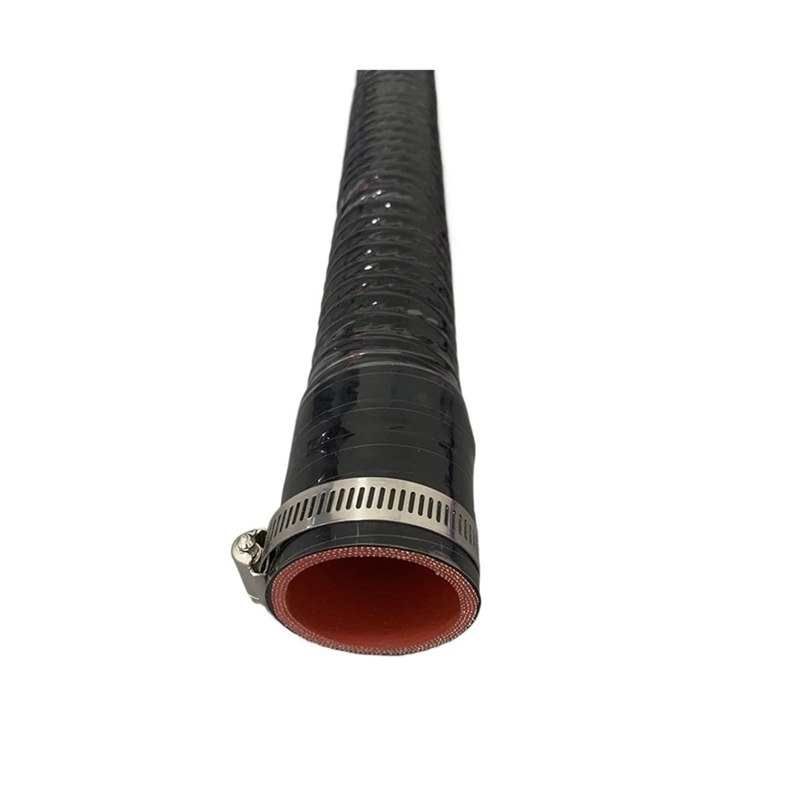 Flexible Silicone Hose With Clamps Heat Pipe | Temp pressure, soft bendable, fit air intake and radiator pipeline connection(Black 2clamps,400MM_ID 70MM)