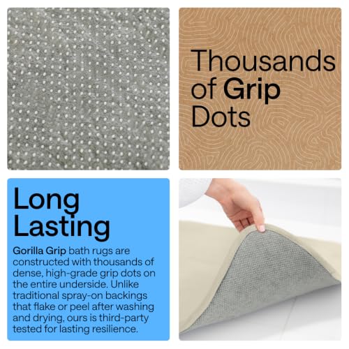 Image of GORILLA GRIP Memory Foam Bath Rugs, Soft Absorbent Velvet Bathroom Mats, Durable Dots on Underside, Machine Washable Bathmat, Carpet Rug Room Decor for Shower Floor, 60x24 Mat, Champagne