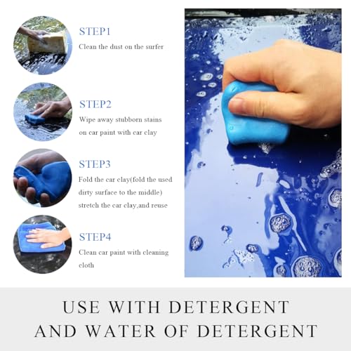 Image of KVAEY 4PCS Car Clay Bars, 100g Premium Grade Magic Clay Bar for Auto Detailing Washing, Damage Free No Scratch Clay Bars Cleaner for Vehicle Paint Surface Glass, Car Accessories