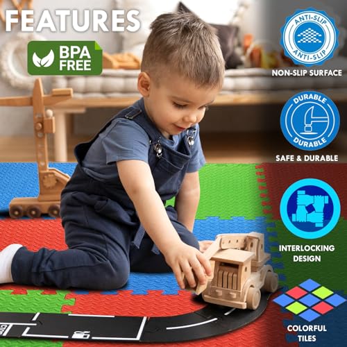 Image of EASYHOME Interlocking Mat - 12mm Thick | 60x60cm 9 Tiles (36 Sq Ft Area) for Kids | Soft & Protective Puzzle Mat for Baby Crawling, Playroom & Exercise