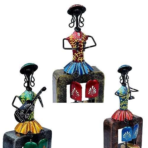 Musician Dolls Wall Hanging Metal Showpieces Handmade Iron Home Decor Tabletop Statues for Living Room, Decorative Items for Home Wall, Festive Gifting, Housewarming Present — photo — 8 of 9