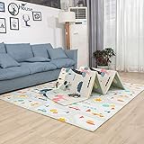  Colchoneta Infantil Plegable, Antideslizante Alfombrilla de juegos para bebé, Extragrande Alfombra de Doble Cara - reversible, impermeable, No Tóxico, 200 x 180 x 1.5CM
