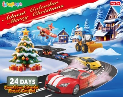 Advent Calendar Christmas Cars Set Toys - 24 Days Countdown Calendar, Christmas Vehicles for Boys