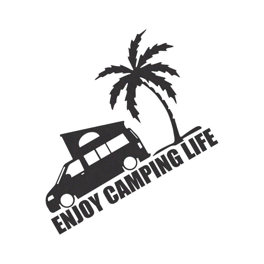 Bertdcx Carbon Fiber Auto Accessory Camping Life Palm Tree Car Sticker Vinyl Decorative Window Windshield Door Side Decal(,42X29.5cm)