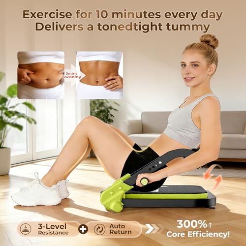 Image of Ab Machine,Sit Up Exercise Equipment& Core Machine,Adjustable Ab Trainer with 3 Resistance Levels and Removable Auxiliary Handle,perfect for home workouts and those looking to lose weight