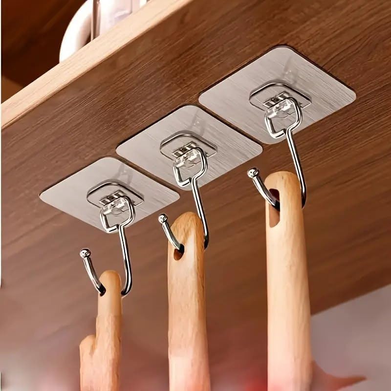 Image of CERLINK Golden Large Adhesive Hooks for Wall Heavy Duty Waterproof Wall Hooks for Hanger Hooks, Stainless Steel Towel and Coats Wall Hook to Use Inside Kitchen, Bathroom, Home and Office Pack 20