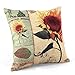 Createforlife Home Decor Cotton Linen Square Throw Pillowcase Cushion Cover Pillow Shams Vintage Sunflower Helianthus Annuus 18" x 18"