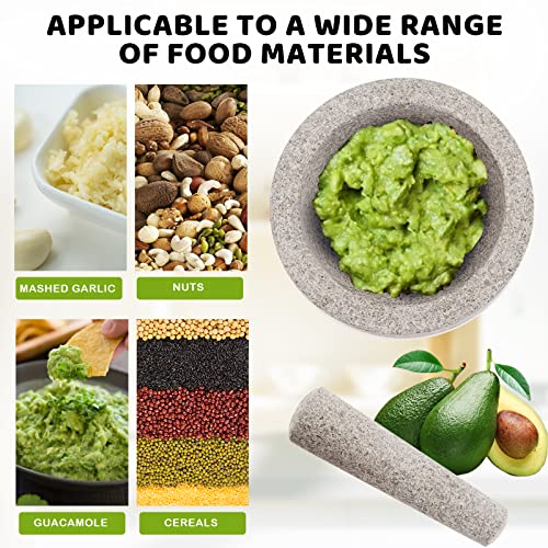 Comie Mortar and Pestle Set,Heavy Duty,Unpolished Granite,6 Inch-2Cup Capacity,Grinder for Spices and Seeds,Grinding,Crushing and Mashing Spices,Nuts,for Guacamole,Garlic Sauce,Gray. - Thumbnail 4