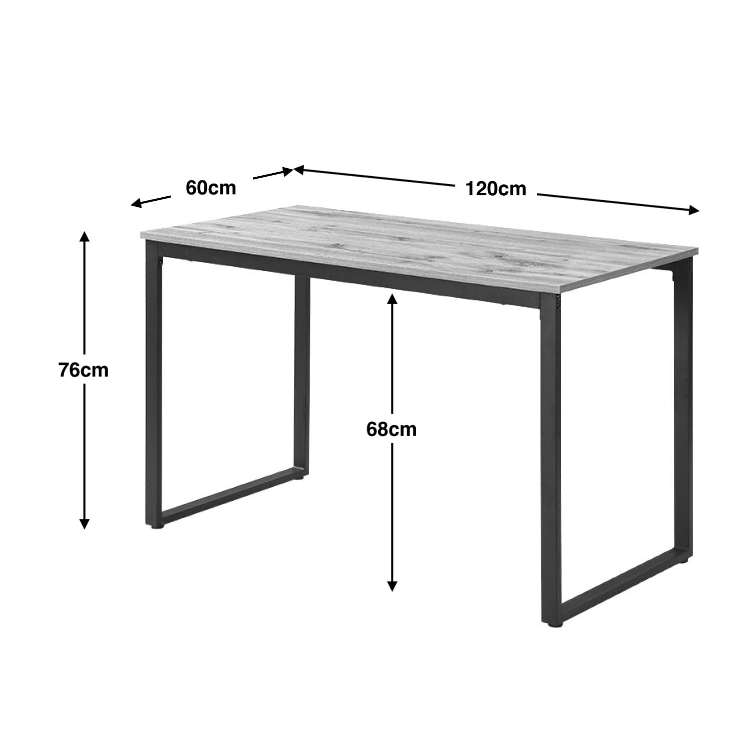 Moderne Eetkamer Tafel 120x60 Cm - 120x60 Cm, Industrieel Design Met Zwart U -frame & Eiken Look, Voor Keuken Of Eetkamer DUBI SAM Eettafel
