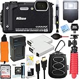 Nikon COOLPIX W300 16MP 4k Ultra HD Waterproof Digital Camera + 32GB Memory & Flash Deluxe Accessory Bundle (Black)