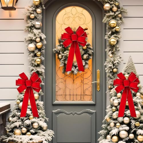 Lazos Navideños Grandes para Árbol de Navidad Set de 8 Piezas Decorativas para Corona y Chimenea 3