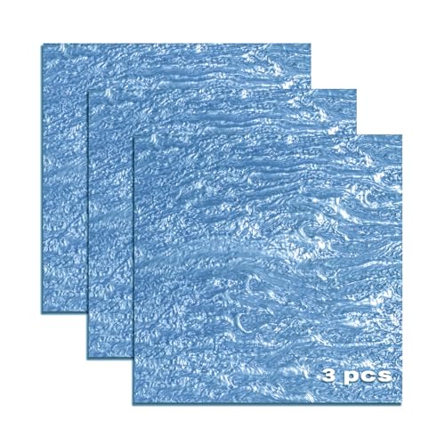 Image of TOEPODO Pearlescent Ripple Cast Acrylic Sheets 1 /8 Thick Marble Acrylic Sheets for Laser Cutting Plexiglass Sheets for Art Design DIY Crafts Home Deco (3, Metal Blue, 12x12 Inch)