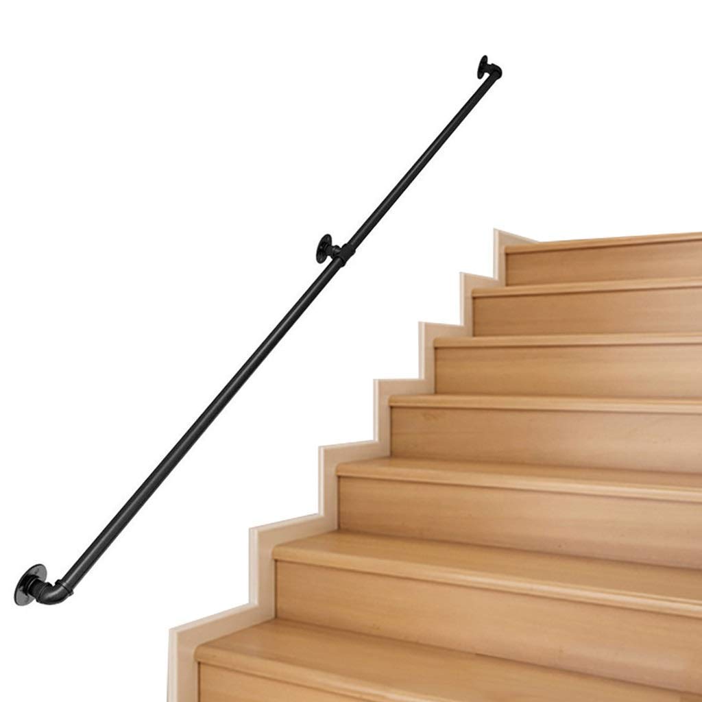Rampe d'escalier en fer forgé noir industriel | Balustrade métal extérieure et intérieure