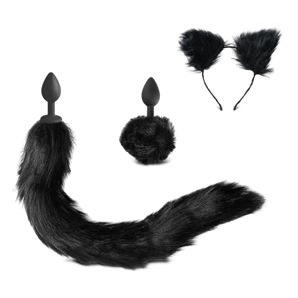 BeHorny Butt Plug Cat Tail and Bunny Tail with Ears Set of Three