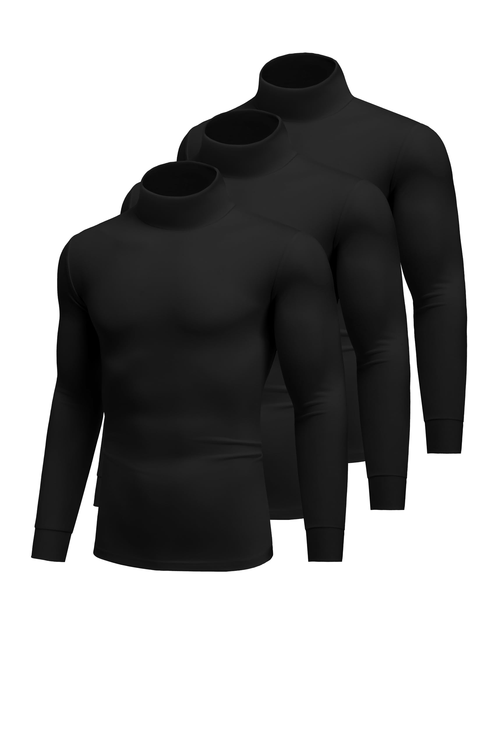 Ekouaer 3Pack Herren Langarmshirt Thermounterwäsche Rollkragenpullover Longsleeve Thermoshirt Warm mit Innenfleece S-3XL
