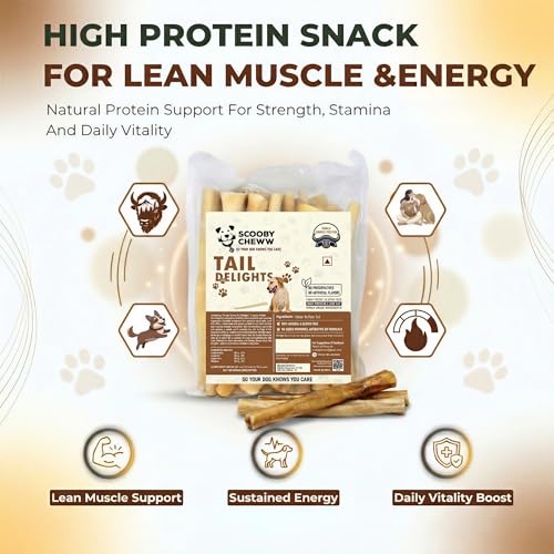 Image of Bison Tails for Dogs | 16 Count 100% Natural High Protein Dog Chews | Long-Lasting Rawhide-Free Dog Treats | Single Ingredient Healthy Snack for Dental Hygiene, Teeth Cleaning