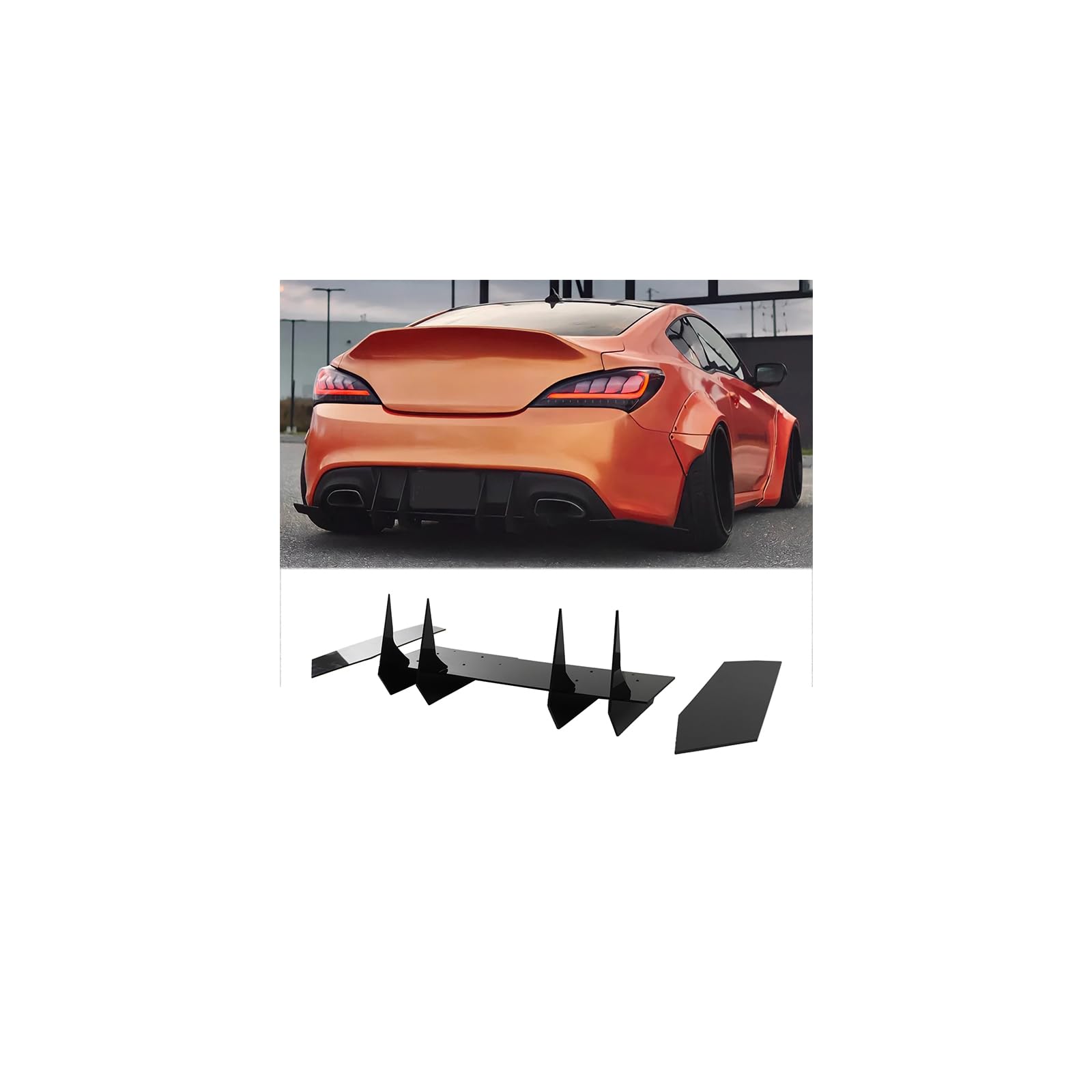 MUNALP Rear Diffuser for Hyundai Genesis Coupe 2009-2016 Shark Fin Style Splitter Diffuser Spoiler