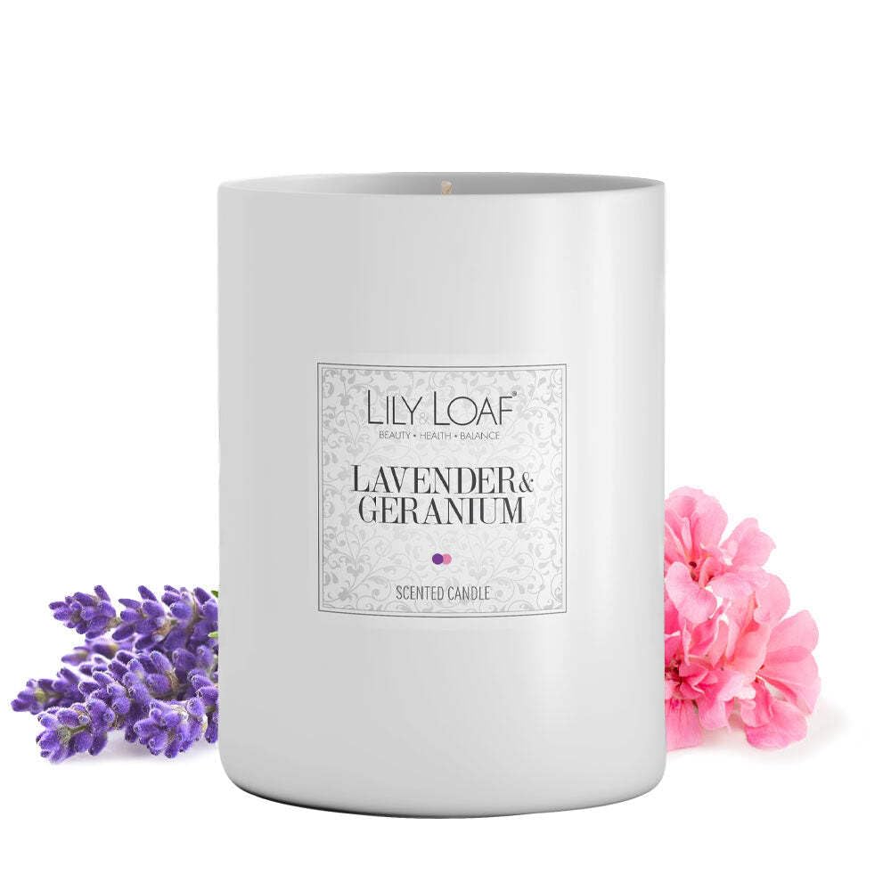 Lily & Loaf Lavender & Geranium Soy Wax Candle – Floral & Herbaceous Scented Candle, Phthalate Free, Approx. 40 Hour Burn Time