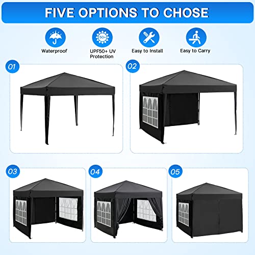 Hoperan Canopy Tent 10X10 Pop Up Canopy Tent With Sidewalls,Outdoor Waterproof Canopy Tents For Backyard Parties,Outside Instant Commercial Enclosed Gazebo Tent With Extra 4 Weight Bags #TOP3