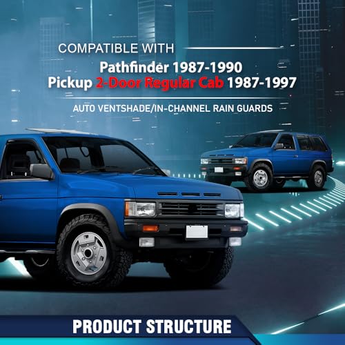 Image of PIT66 in-Channel Ventvisor Window Deflectors & Sun Visors Interior Sun Visor 2 Pcs Fit Nissan Pathfinder 1987-1990 Fit Nissan Pickup 2-Door Regular Cab 1987-1997 Smoke