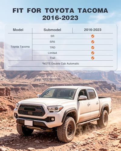 Image of Floor Mats for Toyota Tacoma 2023 2022-2016 Double Cab (Only for Automatic), 3 th Gen Custom Fit Anti-Slip All Weather TPE Car Liners for Tacoma SR /SR5 /TRD /Limited /Trail Car Mats