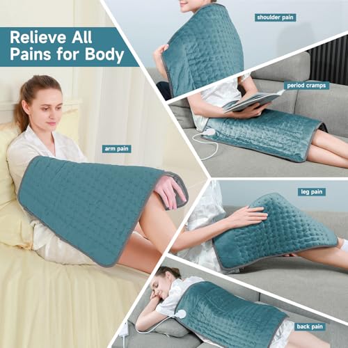Image of Electric Heating Pad for Back Period Pain & Relax, Christmas Mother Father Day Gifts for Women Mom Older, Portable Heating Pad for Shoulder Neck with 4 Timer & 6 Fast Heat Up