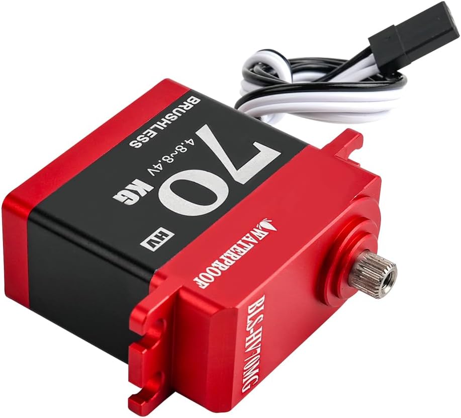 70KG Brushless Servo High Torque Digital RC Servo Motor BLS-HV70MG Waterproof All-Metal High Voltage 4.8~8.4V Steering Servo for 1:8 1:10 RC Car, Control Angle 180 Degree
