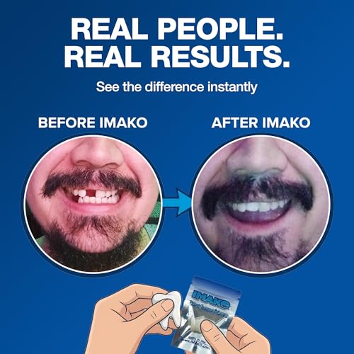 Image of Imako Tooth Tinted Plastic - Moldable Temporary Fake Tooth for Missing Teeth, Chips & Gaps - Natural Color - Made in USA - 4 Pack