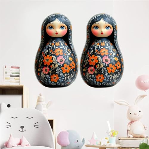 Image of Decorative Floral Doll Wall Sticker | Waterproof PVC Self Adhesive Wall Decal for Bedroom, Kids Room, Living Room & Office