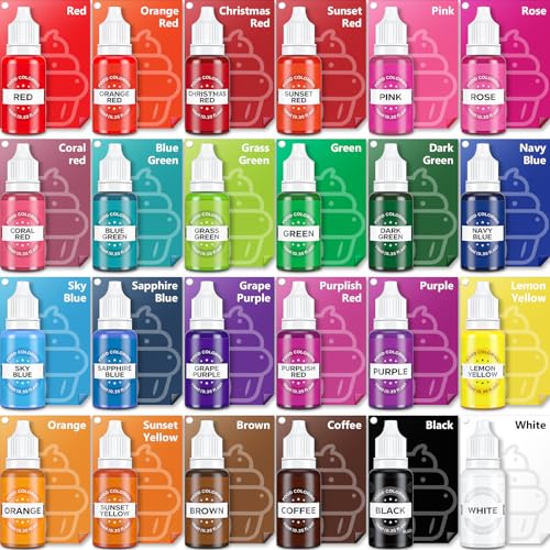 image for Cherrysea Food Coloring Set - 24 Color Food Grade Vibrant Food Dye Tas