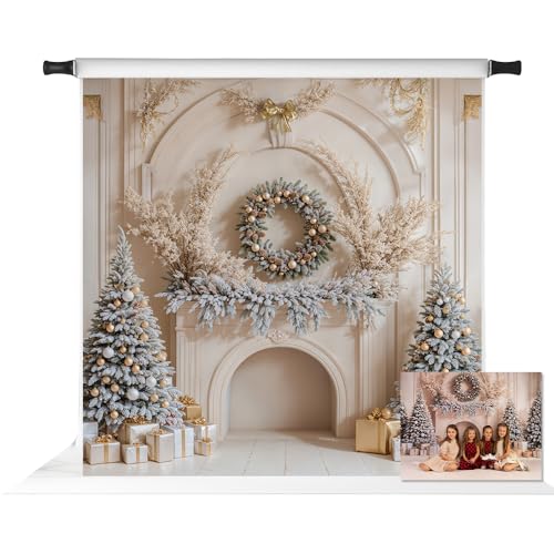 Kate Christmas Fireplace Backdrop for Home Party White Christmas Trees Background Photo Studio Props 8x8ft by Kate - Used condition - US$39.64