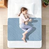 DUJUIKE Wasserdichter Matratzenschoner, Waschbare, saugfähige Inkontinenzunterlage, geeignet für Erwachsenen-/Kinderpflege, Haustierwindelunterlage, Anti-Leck, Anti-Rutsch (Blau, 2pcs(70×90cm))