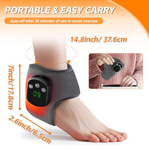 Masajeador de pies portátil eléctrico con 3 modos de vibración y 5 niveles de calor, calentador de pies con masajeador para tobillo, talón, suela (1 unidad) - imagen 2