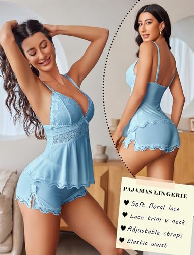Image of Avidlove Womens Sweetness Cami Set Lace Camisole Lingerie Nightwear Sexy Pajamas Lounge Sets