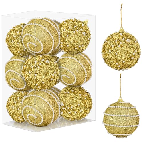 28-Gold-Christmas-Ball-Ornaments-12Pcs-Shatterproof-Christmas-Tree-Ornaments-Glitter-Sequin-Christmas-Ornaments-Set-Pearl-Ornaments-for-Christmas-Tree-Wedding-Holiday-Party