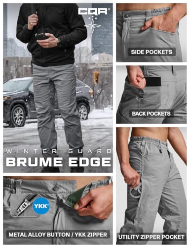 Image of CQR Men's Winter Fleece Lined Pants, Water-Resistant Outdoor Stretch Work Pants, Windproof Casual Pants with Pockets