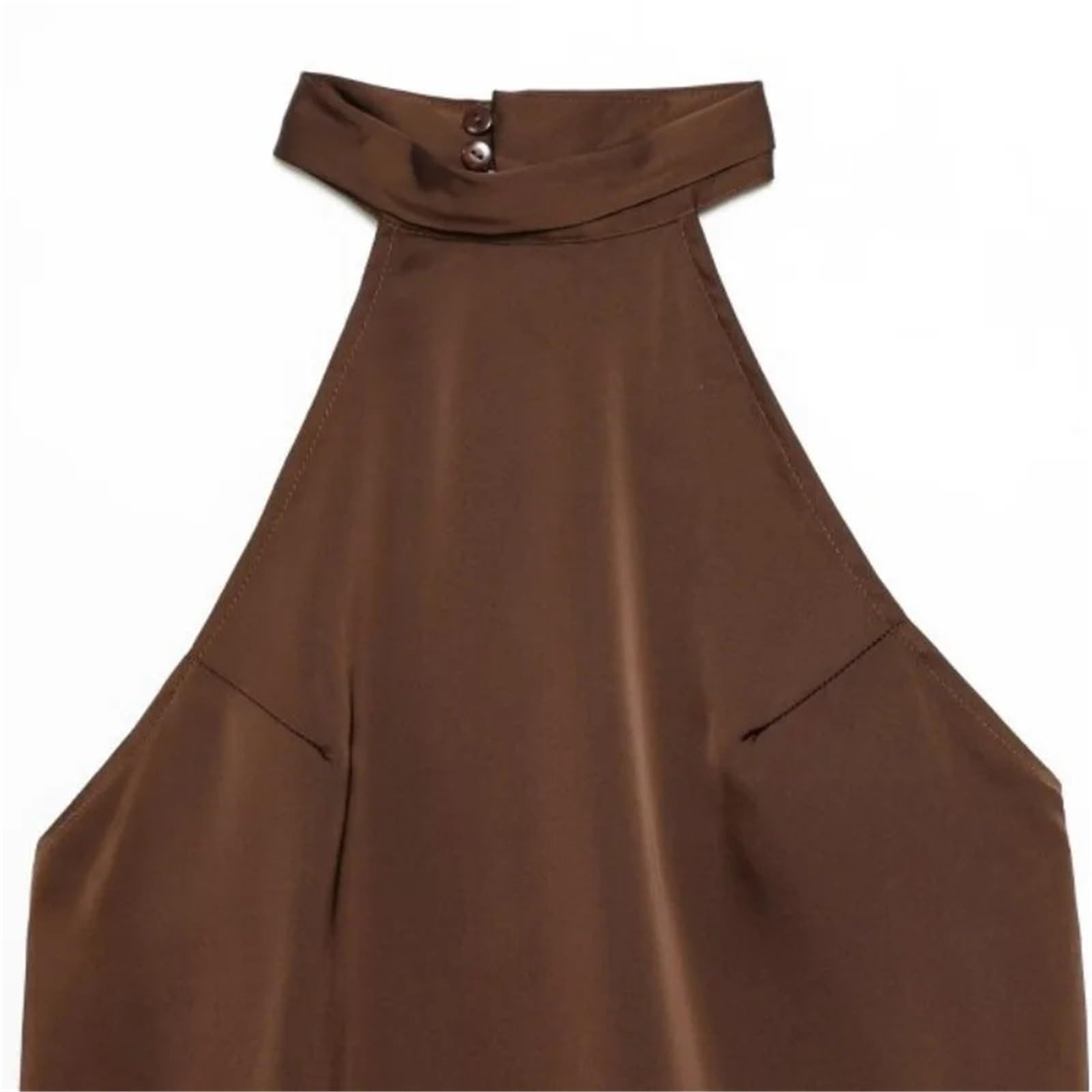 Top de satén con Cuello Halter y Encaje asimétrico sin Espalda | Camiseta sin mangas, blusa de verano, ropa de noche sexy, traje elegante for mujer