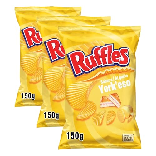 Ruffles Yorkeso - Patatas Fritas Onduladas, Queso, 150g (Paquete de 3)