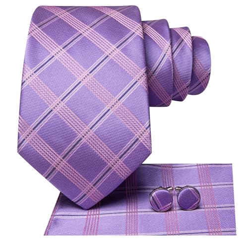 Image of Hi-Tie Mens 70inches Tie Set Extra Long Necktie for Men Cufflinks Handkerchief Big Tall Men Business Wedding