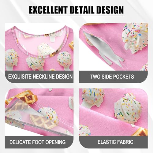 ALAZA Ice Cream Ball Waffle Pajamas Short Sleeve 2 Piece Sleepwear Top and Bottom Pajama Set Unisex4