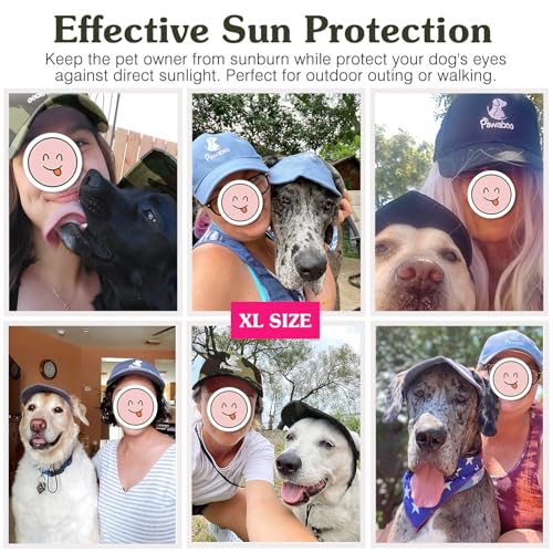 Pawaboo Haustier Baseball Mütze, 2 Stück Pet Eltern Kind Mütze, Sonnenhüte mit Ohrlöchern und Verstellbarem Kinnriemen, Haustier Familienhüte Outdoor Hundecap Sonnenschutzkappen, Klein, Tarnfarbe Grün